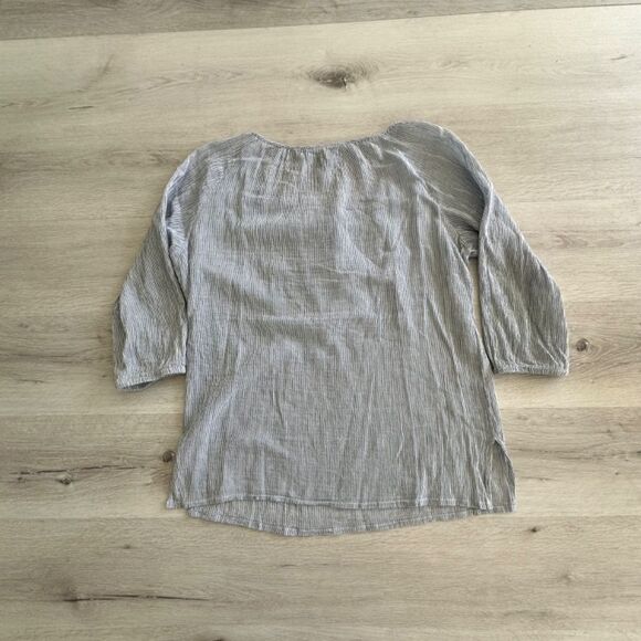 Tommy Bahama Gauze Peasant Blouse Blue/White Striped M EUC​ - Picture 5 of 5